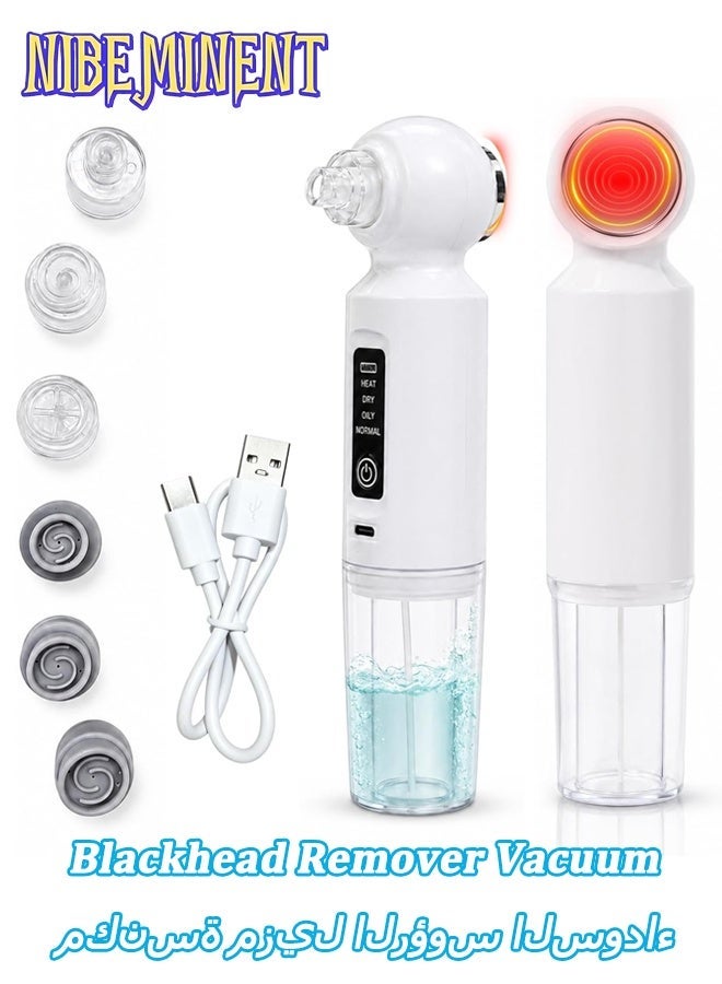 NIBEMINENT 6-head Blackhead Cleaner, Vacuum Electric Blackhead Pore Cleaner, USB Charging Mini Bubble Beauty Device, to Activate Heating Mode, Press and Hold the Power Button for 3 Seconds, Automatically Maintains a Constant Temperature of 46°C - Image 1