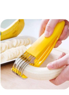 SYOSI Banana Slicer Abs Stainless Steel Fruit Salad Peeler Cutter Dishwasher Safe Kitchen Tools For Cucumber Sausage Strawberry Yellow  - Image 1