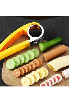 SYOSI Banana Slicer Abs Stainless Steel Fruit Salad Peeler Cutter Dishwasher Safe Kitchen Tools For Cucumber Sausage Strawberry Yellow  - Image 2