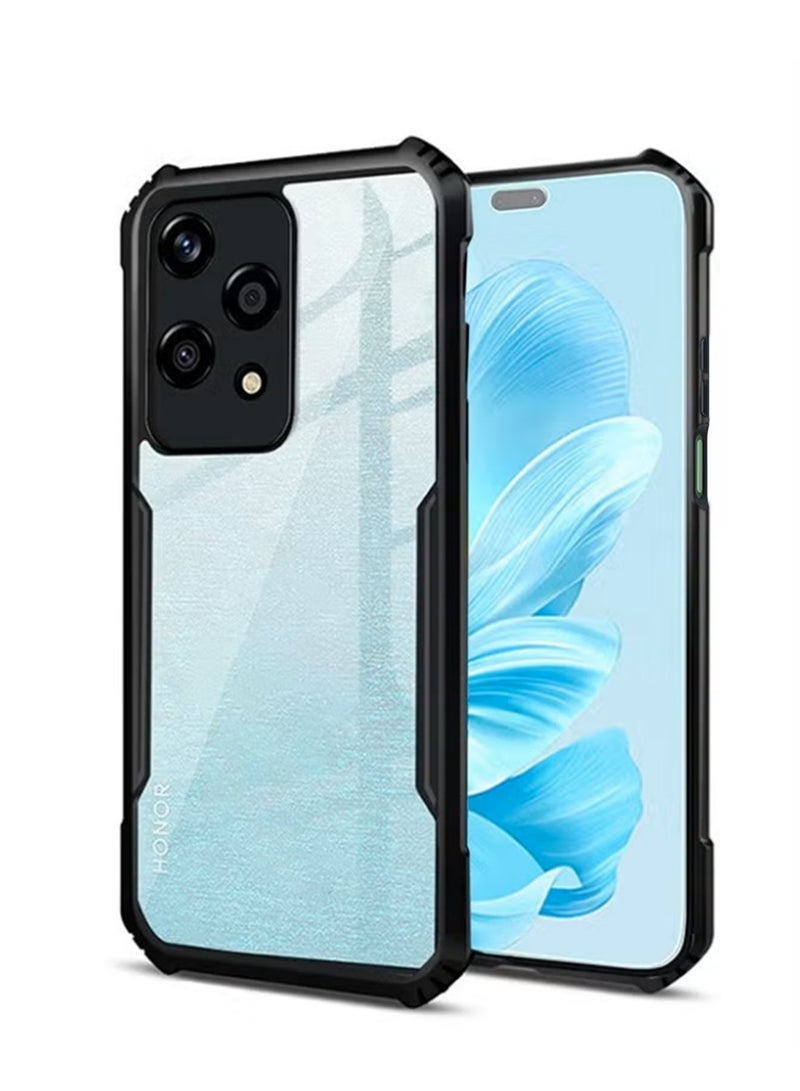 Case Cover For Honor 200 Lite 5G , Ultra  Thin Lightweight Cover Soft TPU Bumper + Acrylic Clear Back Black - Image 1