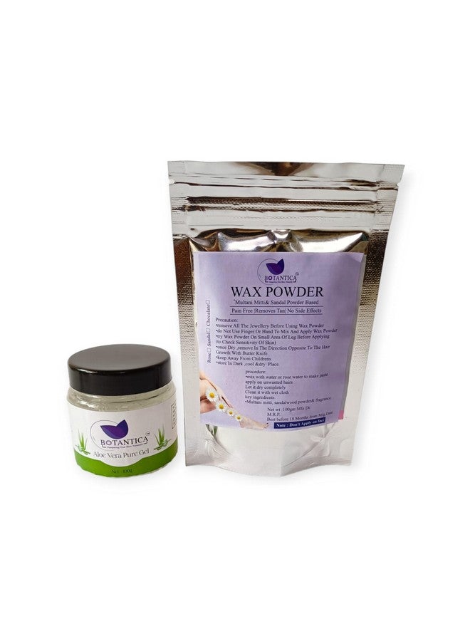 BOTANTICA Herbal Wax Powder for Hair Removal 100 gm with Aloe Vera Gel 100 gm - Image 1