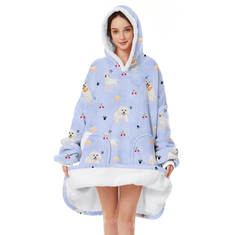 Zando Zando Dog Blanket Hoodie Purple Blanket for Adult Oversized Blanket Hoodies Cozy Warm Wearable Hooded Blanket Sherpa Blanket Hoodie with Pocket Thick Fleece Sweater Blanket Gift for Women Men - Image 1
