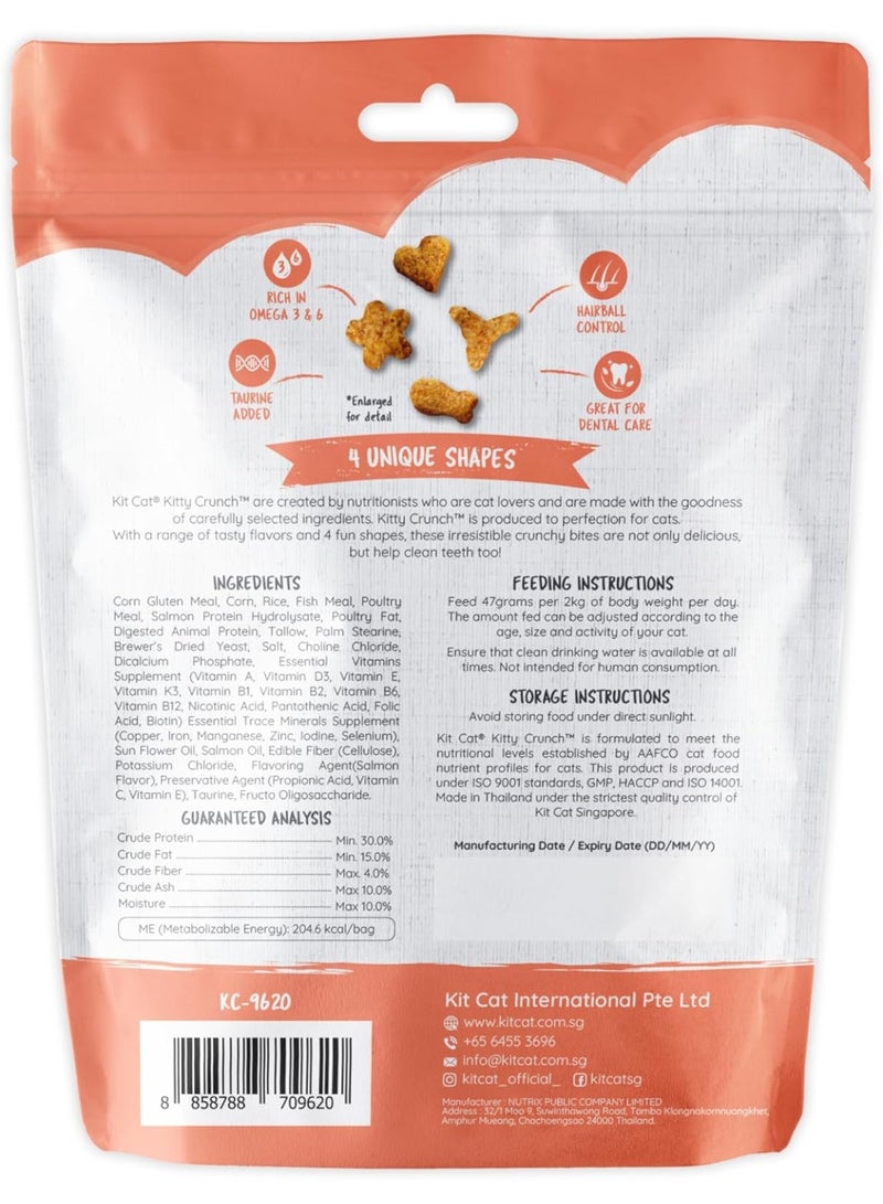 Kit Cat Kitty Crunch Salmon Flavor Cat Treats with Taurine Omega 3 and 6 Hairball Control and Dental Care 60g - Image 2