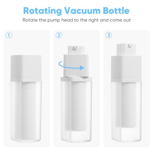 minkissy Lotion Cream Pump Container Airless Skincare Bottles 15ml+30ml+50ml Refillable Stretchable Cosmetic Bottle Dispenser White for Home Travel - Image 2