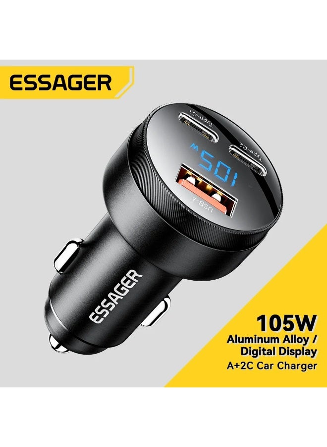 Essager 105W Digital Display Fast Car Charger For iPhone 15 14 pro MacBook USB A C Quick Charger For Huawei Xiaomi Samsung OPPO - Image 1
