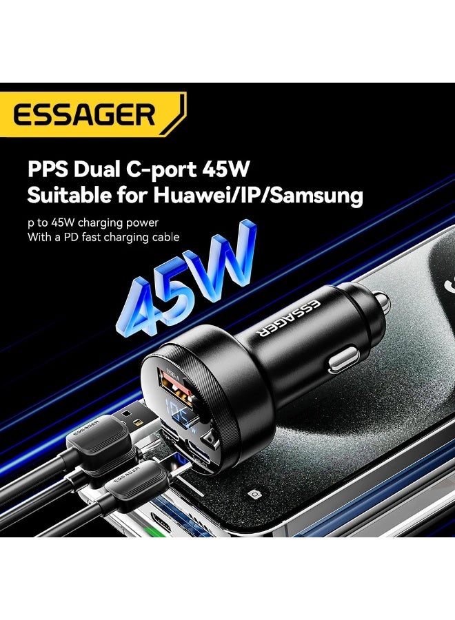 Essager 105W Digital Display Fast Car Charger For iPhone 15 14 pro MacBook USB A C Quick Charger For Huawei Xiaomi Samsung OPPO - Image 3
