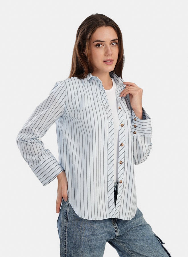 Carina Poplin Blue Striped Shirt - Image 2