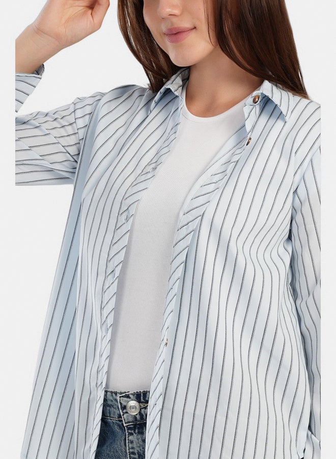 Carina Poplin Blue Striped Shirt - Image 4