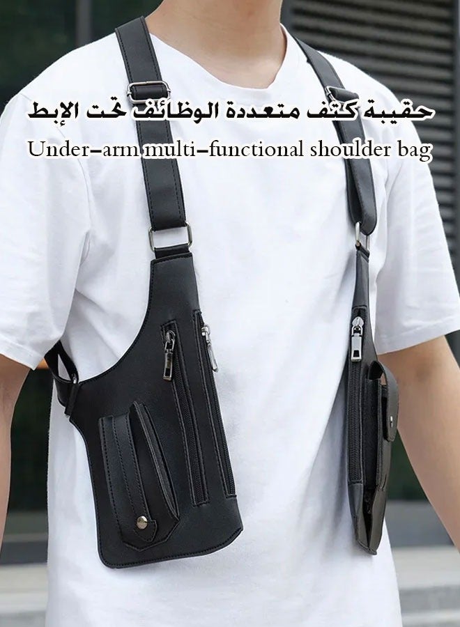 Versatile and casual multifunctional underarm bag with vintage crossbody fashion leather chest bag  - Image 1