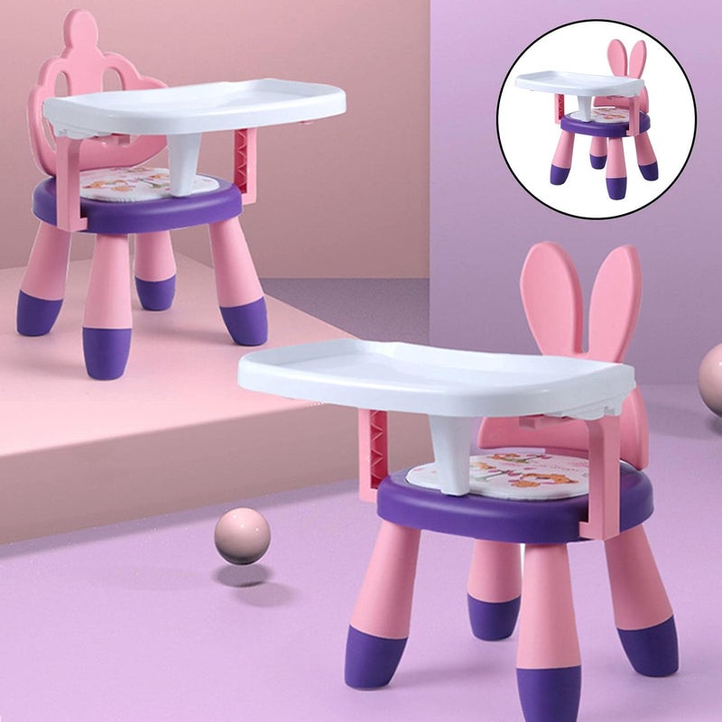klarako PP Plastic Baby Eating Chair Sounding Seat for Toddler 6 Months to 3 Years Chair  Pink Purple Rabbit - Image 3