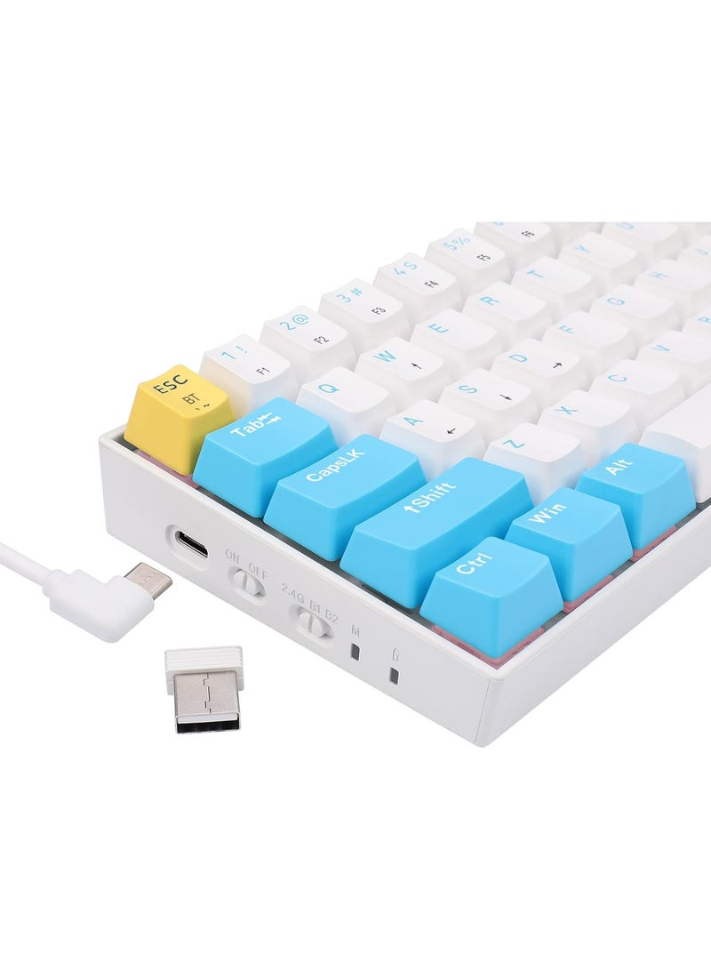 ريد Redragon K530 Pro Draconic 60% Bluetooth/Wired/2.4GHz Wireless Mechanical Keyboard, 61 Keys, Hot Swappable RGB Gaming Keyboard with Clicky Blue Switch- White /Blue | K530W-RGB-PRO BULLETR - Image 4