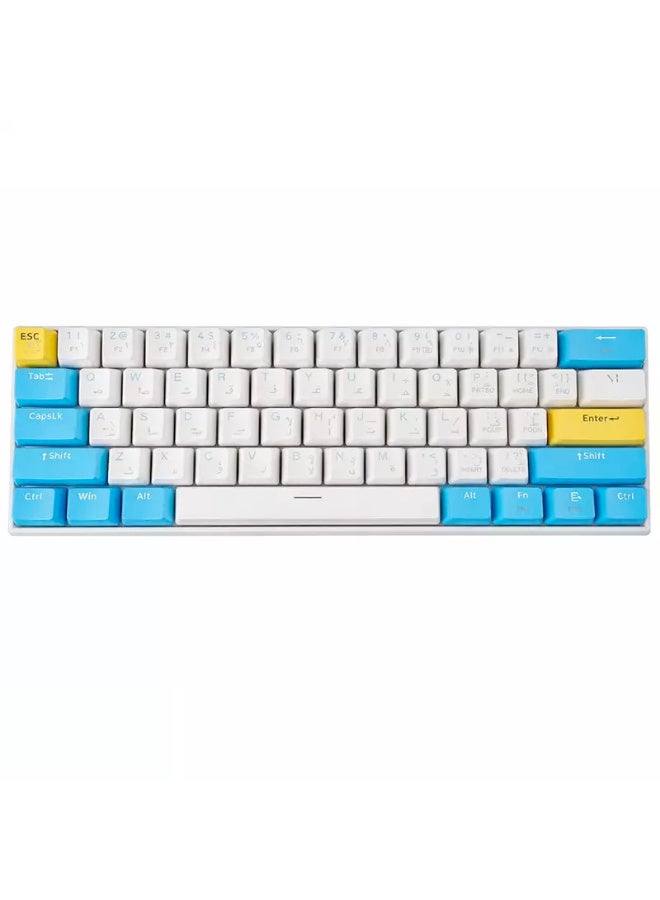 ريد Redragon K530 Pro Draconic 60% Bluetooth/Wired/2.4GHz Wireless Mechanical Keyboard, 61 Keys, Hot Swappable RGB Gaming Keyboard with Clicky Blue Switch- White /Blue | K530W-RGB-PRO BULLETR - Image 1