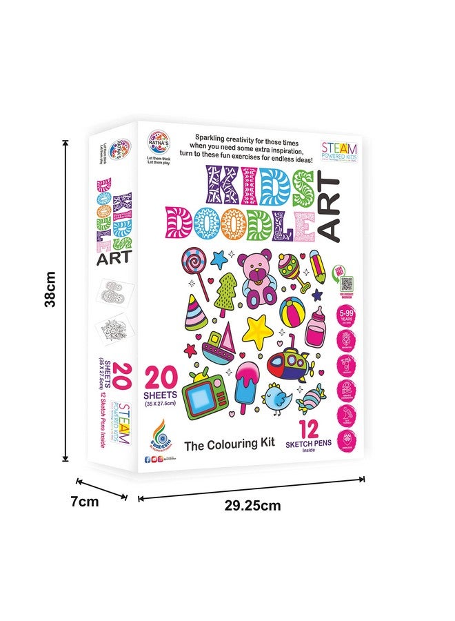 Ratna's Kids Doodle Art Colouring Kit Having 20 Sheets & 12 Sketch Pens | let The Child Learn with Fun Along with This Coloring kit - Image 5