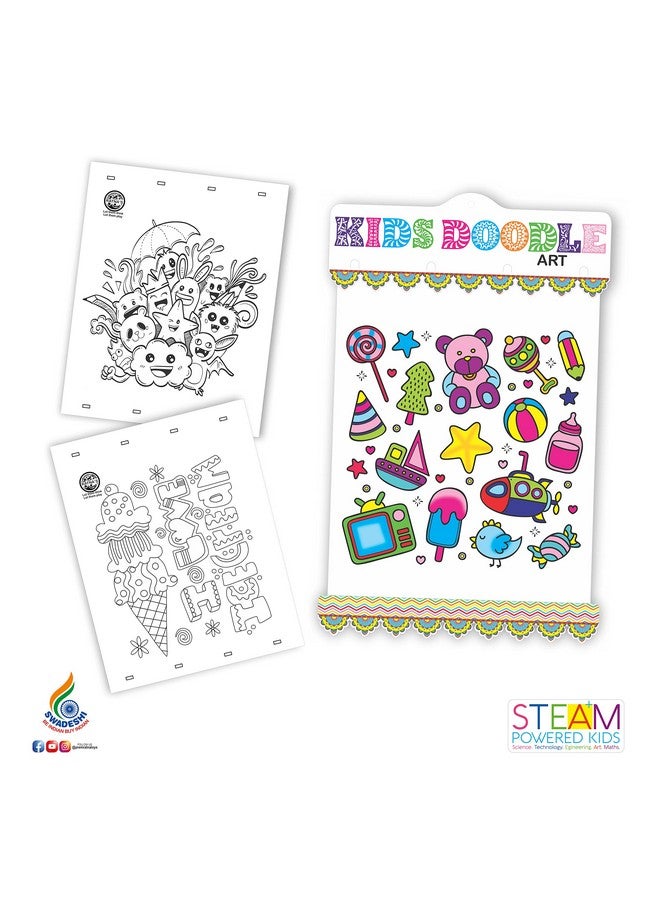 Ratna's Kids Doodle Art Colouring Kit Having 20 Sheets & 12 Sketch Pens | let The Child Learn with Fun Along with This Coloring kit - Image 3