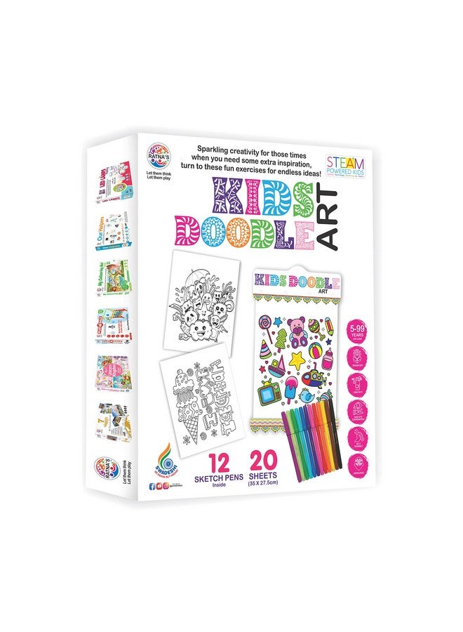 Ratna's Kids Doodle Art Colouring Kit Having 20 Sheets & 12 Sketch Pens | let The Child Learn with Fun Along with This Coloring kit - Image 2