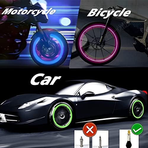 HUBTURE Glow in The Dark Valve stem Covers Fluorescent caps Universal Motorcycle Car Wheel Dust Cap Glow Tyre Car Tire Valve Cap Univeral for Car Bike (Neon Color 4 Pcs) - Image 3