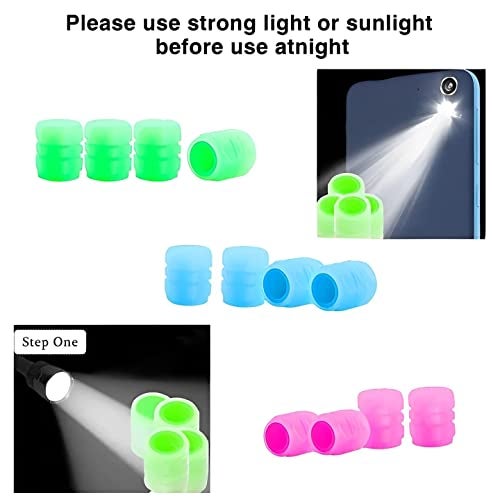 HUBTURE Glow in The Dark Valve stem Covers Fluorescent caps Universal Motorcycle Car Wheel Dust Cap Glow Tyre Car Tire Valve Cap Univeral for Car Bike (Neon Color 4 Pcs) - Image 4