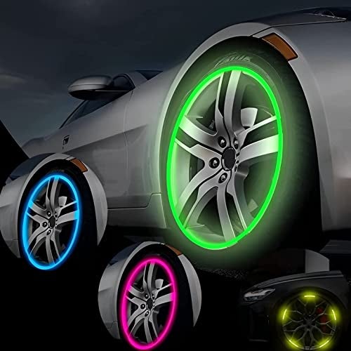 HUBTURE Glow in The Dark Valve stem Covers Fluorescent caps Universal Motorcycle Car Wheel Dust Cap Glow Tyre Car Tire Valve Cap Univeral for Car Bike (Neon Color 4 Pcs) - Image 5