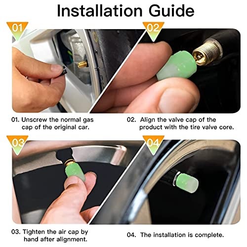 HUBTURE Glow in The Dark Valve stem Covers Fluorescent caps Universal Motorcycle Car Wheel Dust Cap Glow Tyre Car Tire Valve Cap Univeral for Car Bike (Neon Color 4 Pcs) - Image 2