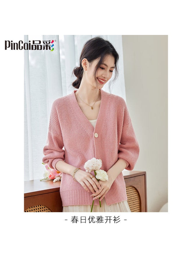 Pincai Knitted Cardigan Women's New Year Battle Robe V-neck Sweater Coat Fashionable And Elegant Top Knitted Cardigan P136z1790 - Image 1