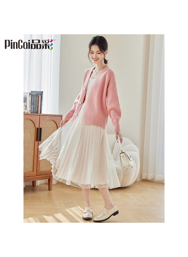 Pincai Knitted Cardigan Women's New Year Battle Robe V-neck Sweater Coat Fashionable And Elegant Top Knitted Cardigan P136z1790 - Image 2