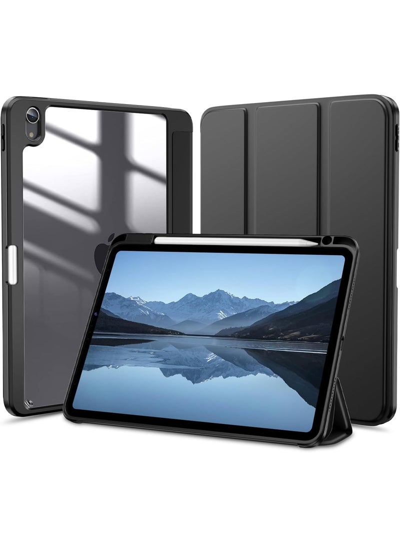 EVO Case for iPad Air 11 2025 (7th Generation) M3 11-Inch 2025, TPU Shockproof Border and Translucent PC Frosted Back Case Cover Protective Case with Pen Holder - Black, PC - Image 1