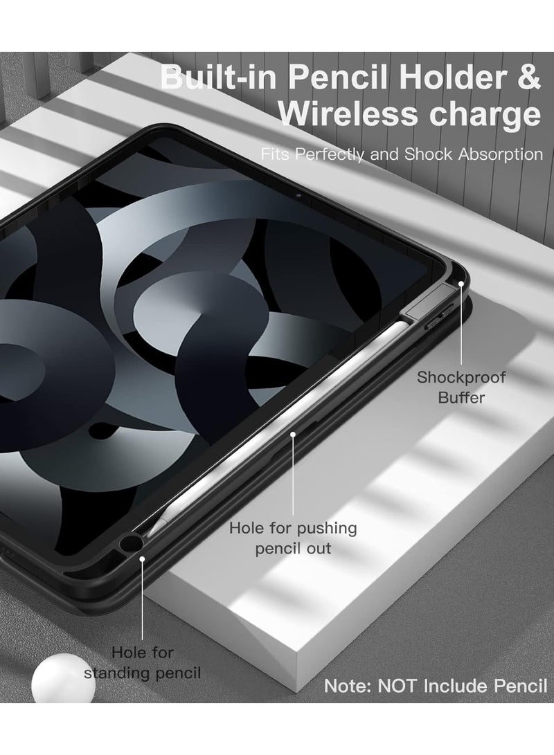 EVO Case for iPad Air 11 2025 (7th Generation) M3 11-Inch 2025, TPU Shockproof Border and Translucent PC Frosted Back Case Cover Protective Case with Pen Holder - Black, PC - Image 5