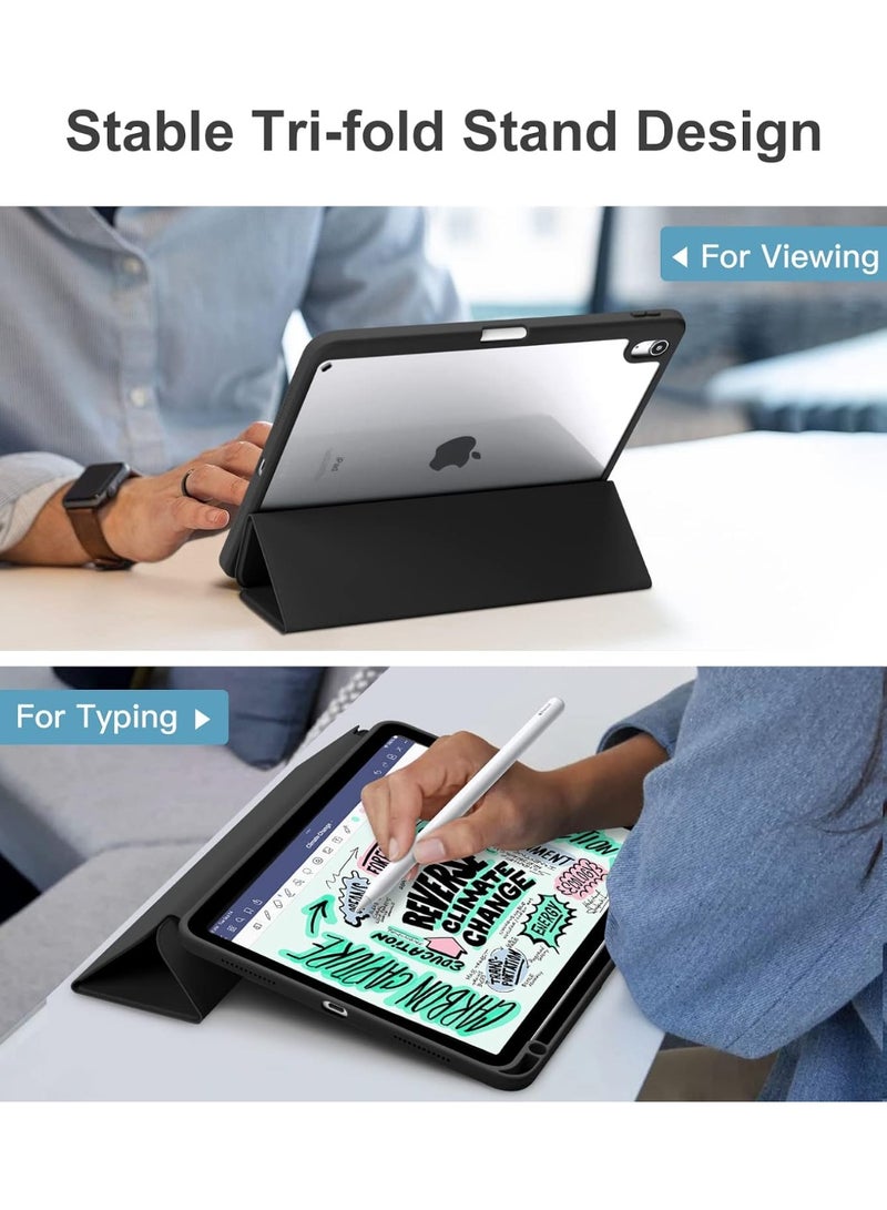 EVO Case for iPad Air 11 2025 (7th Generation) M3 11-Inch 2025, TPU Shockproof Border and Translucent PC Frosted Back Case Cover Protective Case with Pen Holder - Black, PC - Image 3