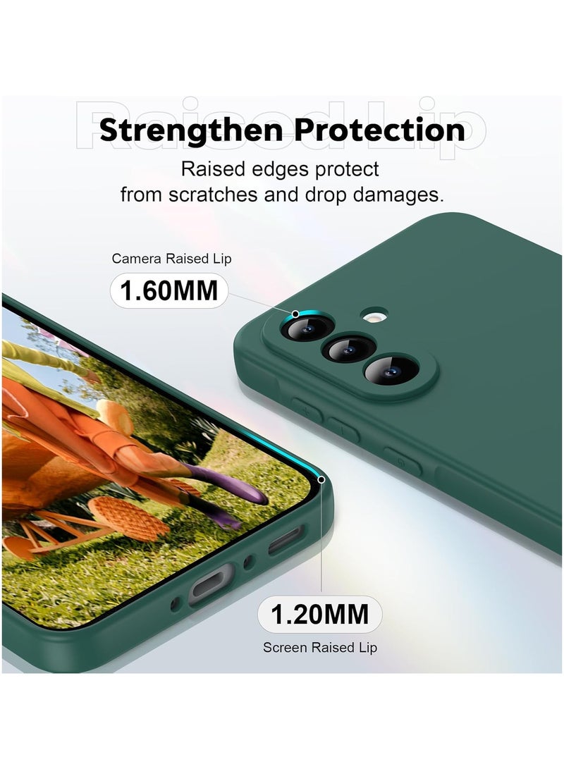 ايكارلوس جراب لهاتف Samsung Galaxy A36 5G، قطعتان من واقيات الشاشة الزجاجية المقواة، جراب ناعم من السيليكون السائل من مادة TPU، مقاوم للصدمات، مصنوع من جل السيليكون المطاطي - أخضر - Image 2