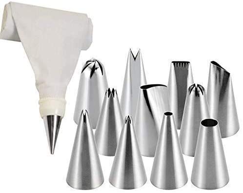 Ti Amo TI AMO Cake Combo of Cake Making Turn Table 7 inch Stainless Steel Spatula 12 Piece of Cake Decoration nozzles with Icing Bag and 3 Pieces of Dough Scrapper - Image 3