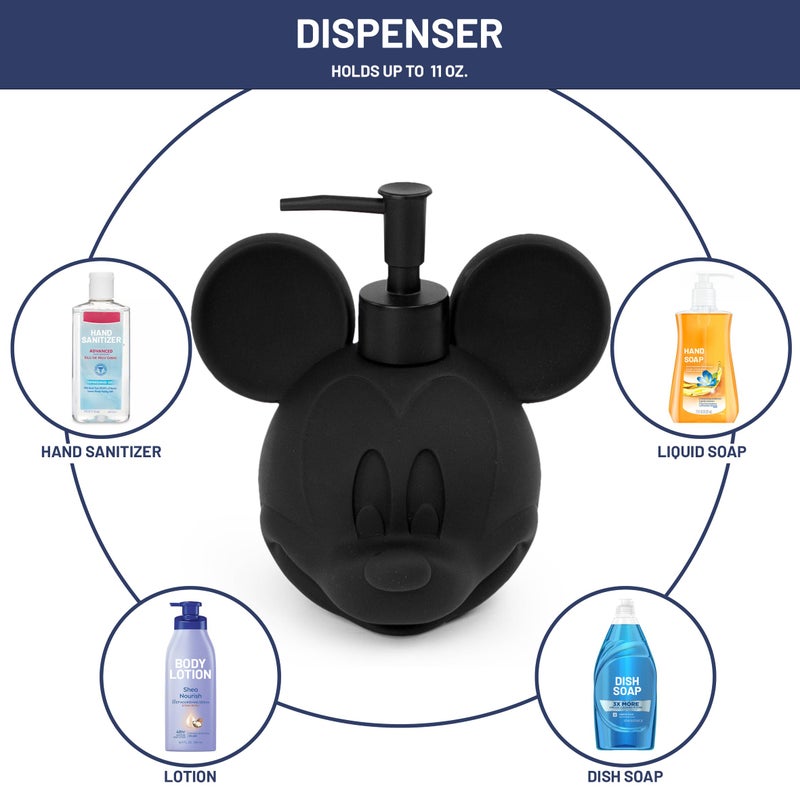 Jay Franco Disney Mickey Mouse Soap Dispenser - Black Resin Lotion Pump - Bathroom DÃ©cor - Image 2