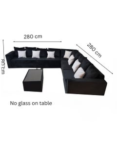 Title: L-Shaped Diwan Sofa Set with Black Table & White Pillows, 7 Seater - 280x80x80 - pzsku/ZF873AD2DBBBFF23E57C8Z/45/_/1712347709/9f0ad375-a39a-4fac-bcfb-df3ddacce2a9