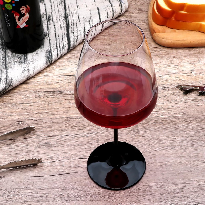 Ufrount Wine Glasses 20ozBlack Stem Red Wine Glasses Set of 6Clear Wide Bowl Burgundy Stemware for Home BarAnniversaryWeddingEvent - Image 5