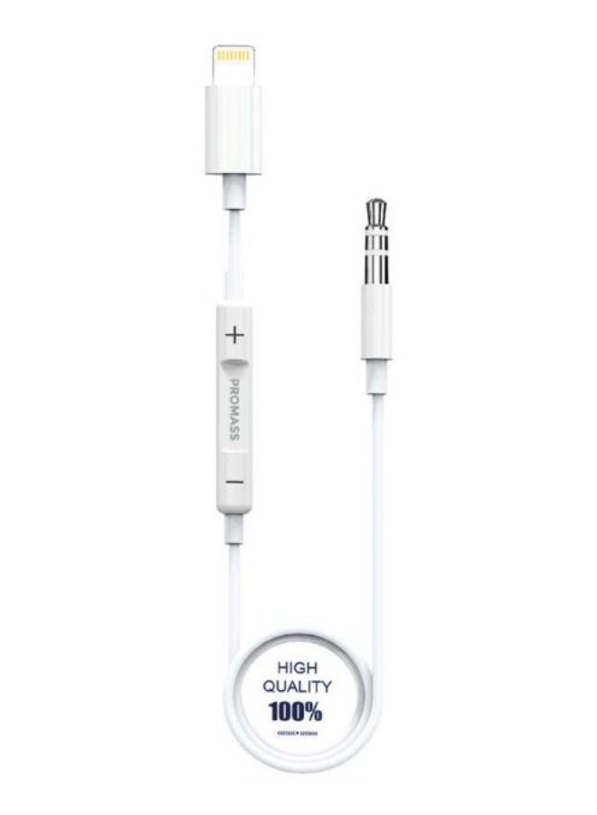 بروماس كابل وصلة صوت لايتننغ إلى 3.5 ملم AUX من PROMASS مع تحكم في الصوت – متوافق مع أجهزة آيفون – جودة صوت عالية