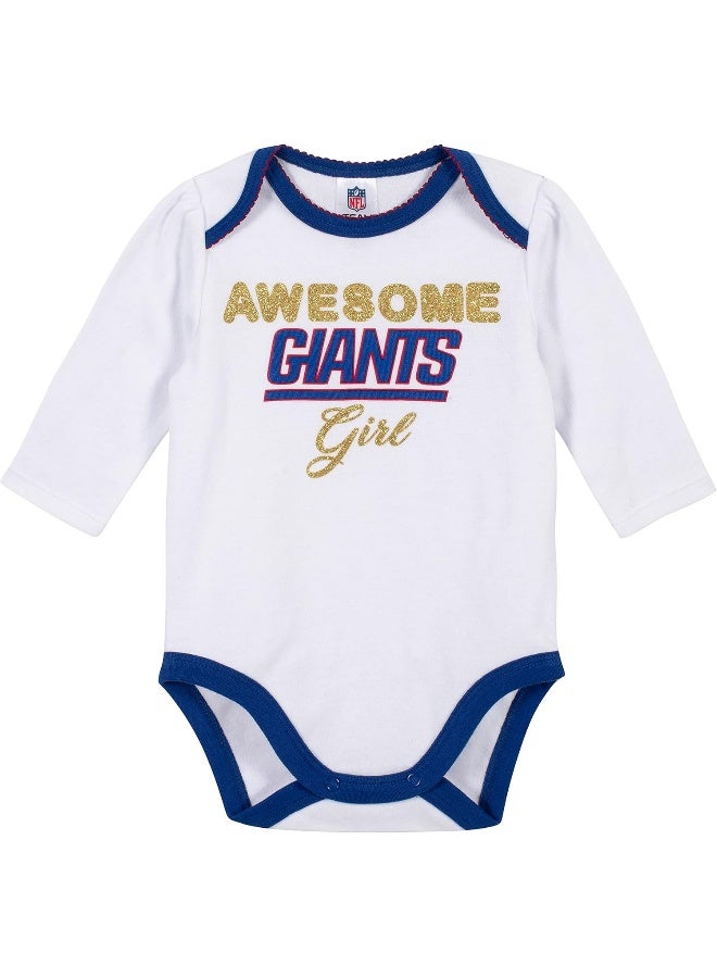 Gerber NFL Baby Girls 3 Pack Bodysuit Footed Pant and Cap Registry Gift Set  - Image 4