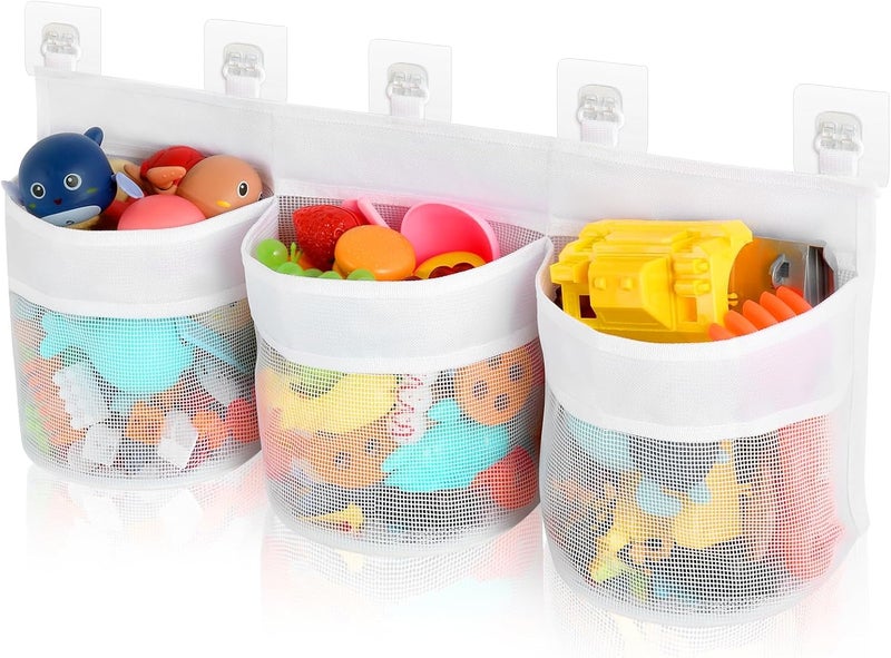 PINKE Bath Tub Toy Storage Organizer, Bath Tub Toy Organizer, Bathtubs Toys Storage, Baby Toy Organizer for Tubs, Kids Toy Net Storage, Shower Basket Accessories Toys Holder for Tubs (White) - Image 1