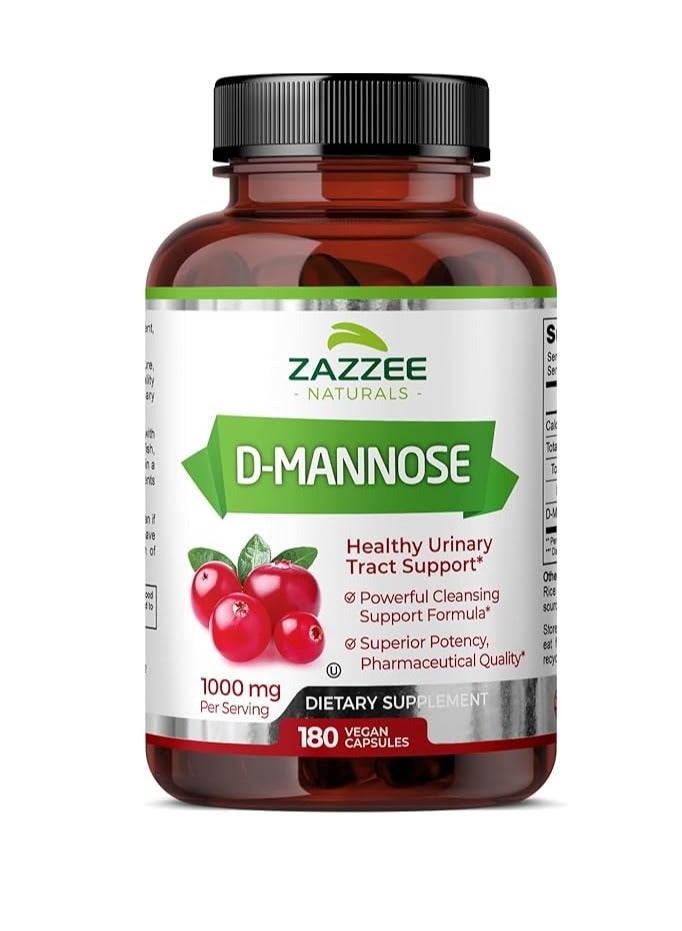 Zazzee D-Mannose, 1000 mg per Serving  180 Vegan Capsules