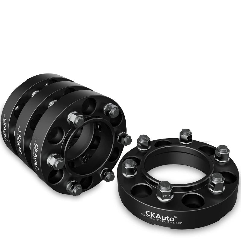 CKAuto 4 Pack 6x55 Hub Centric Wheel Spacers 125 6x1397mm Wheel Spacers 1061mm Center Bore with M12x15 Studs