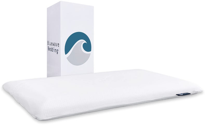Bluewave Bedding Hyper Slim Gel Memory Foam Pillow for Stomach and Back Sleepers - Thin, Flat Design for Cervical Neck Alignment and Deeper Sleep (2.25-Inches Height, King Size) - Image 1
