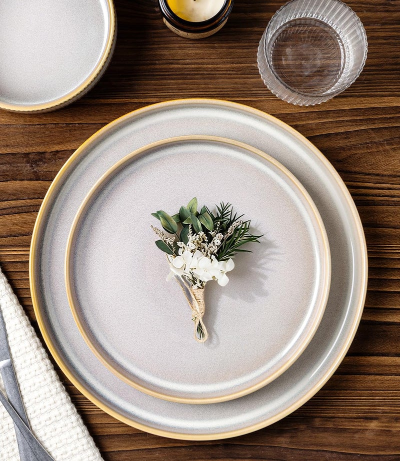 TheTerra Ceramic Dinnerware Sets for 4, 12 Pieces Porcelain Lightweight Plates and Bowls Sets, Scratch Resistant Dish Set, Oven & Microwave & Dishwasher Safe, Autumn Haze - Image 3