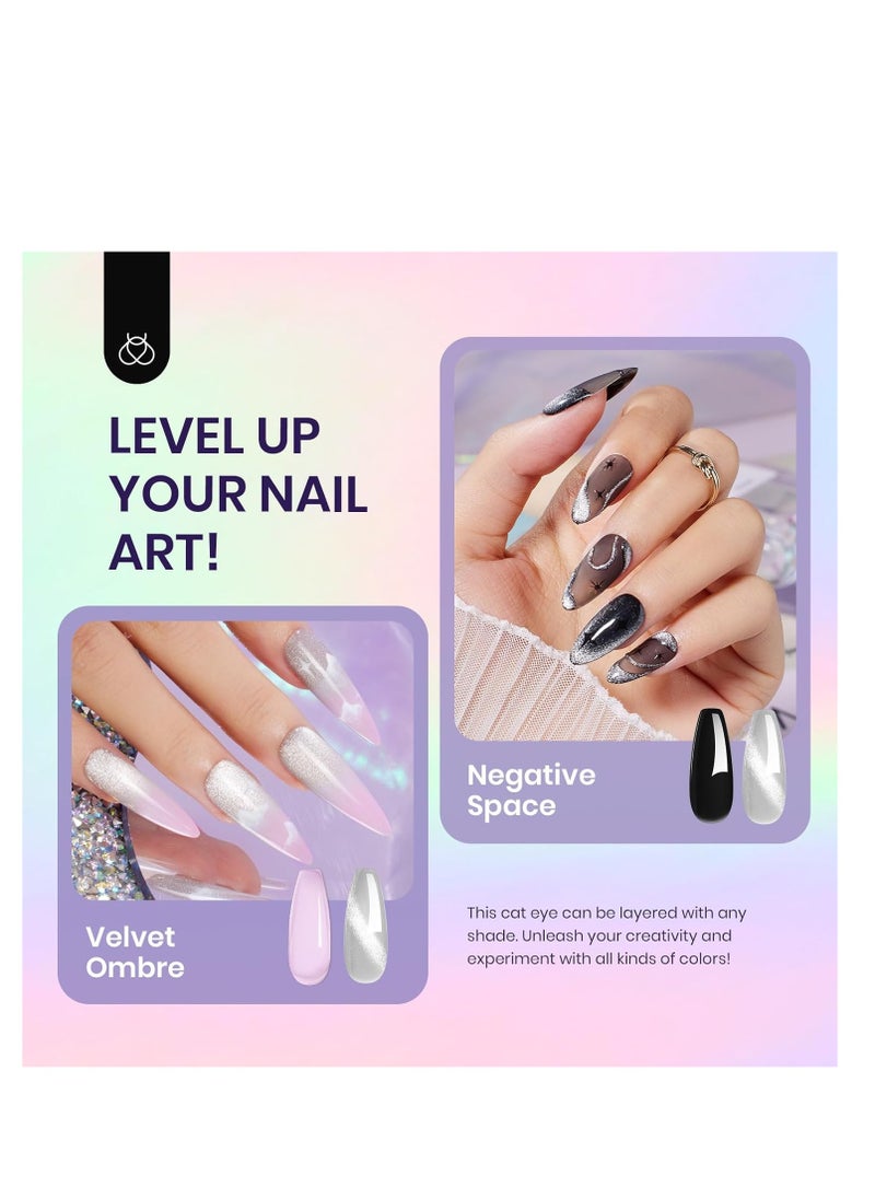 beetles Gel Polish Beetles Cat Eye Gel Nail Polish 15ml Gel Polish Soak Off U V LED Nail Lamp 1 Color Silver Shimmer Velvet Gel Nail Polish Nail Art Manicure Salon DIY Home  - Image 3