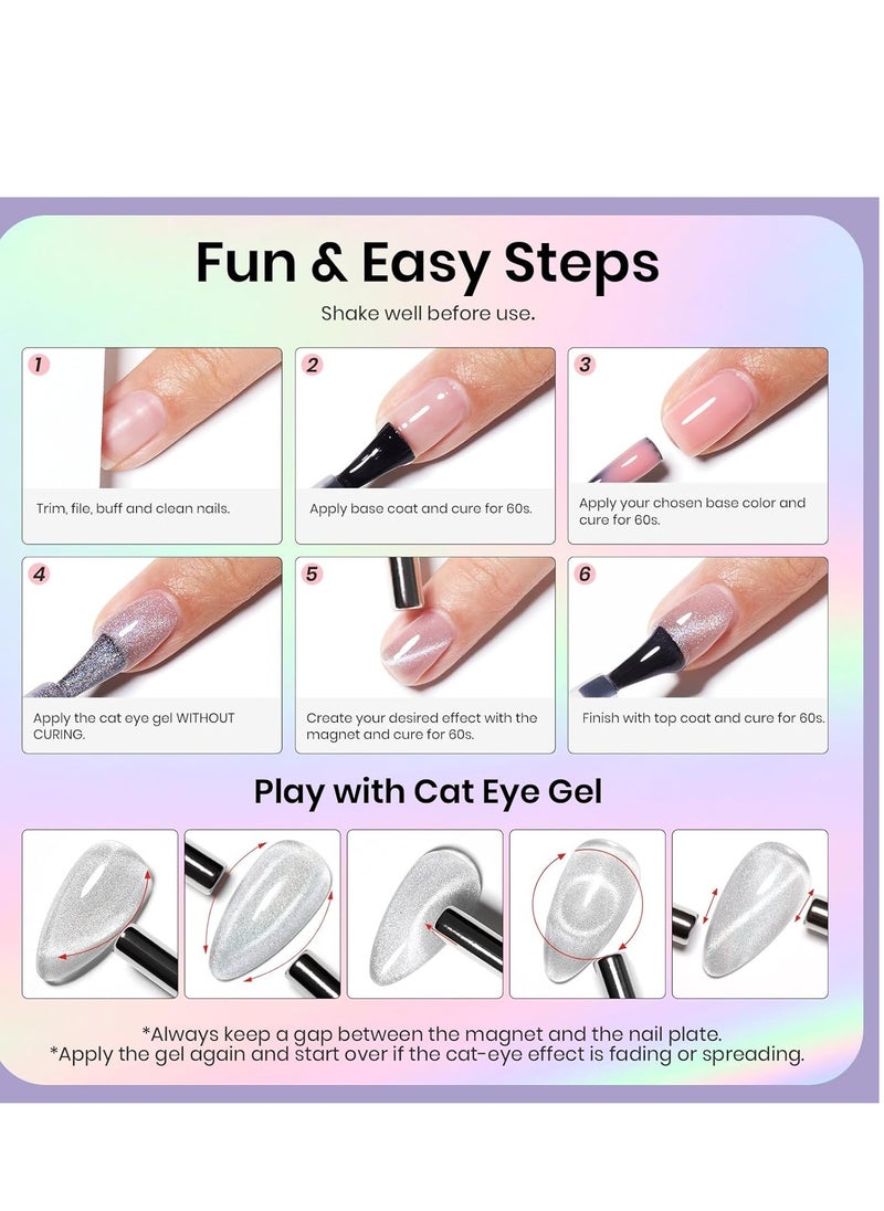 beetles Gel Polish Beetles Cat Eye Gel Nail Polish 15ml Gel Polish Soak Off U V LED Nail Lamp 1 Color Silver Shimmer Velvet Gel Nail Polish Nail Art Manicure Salon DIY Home  - Image 4
