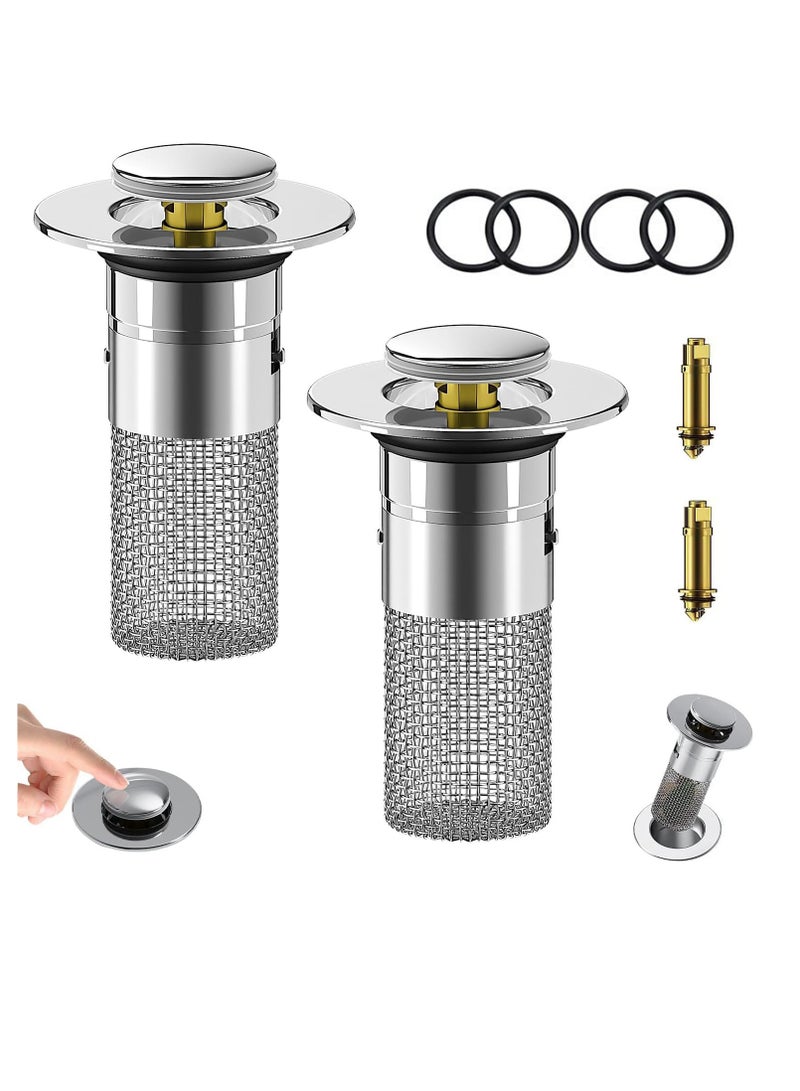 Excefore Pop Up Bathroom Sink Drain Strainer, Hair Catcher, Stainless Steel Floor Drain Filter, Removable Basin Drain Filter for Universal Sink Stopper Replacement  - Image 1