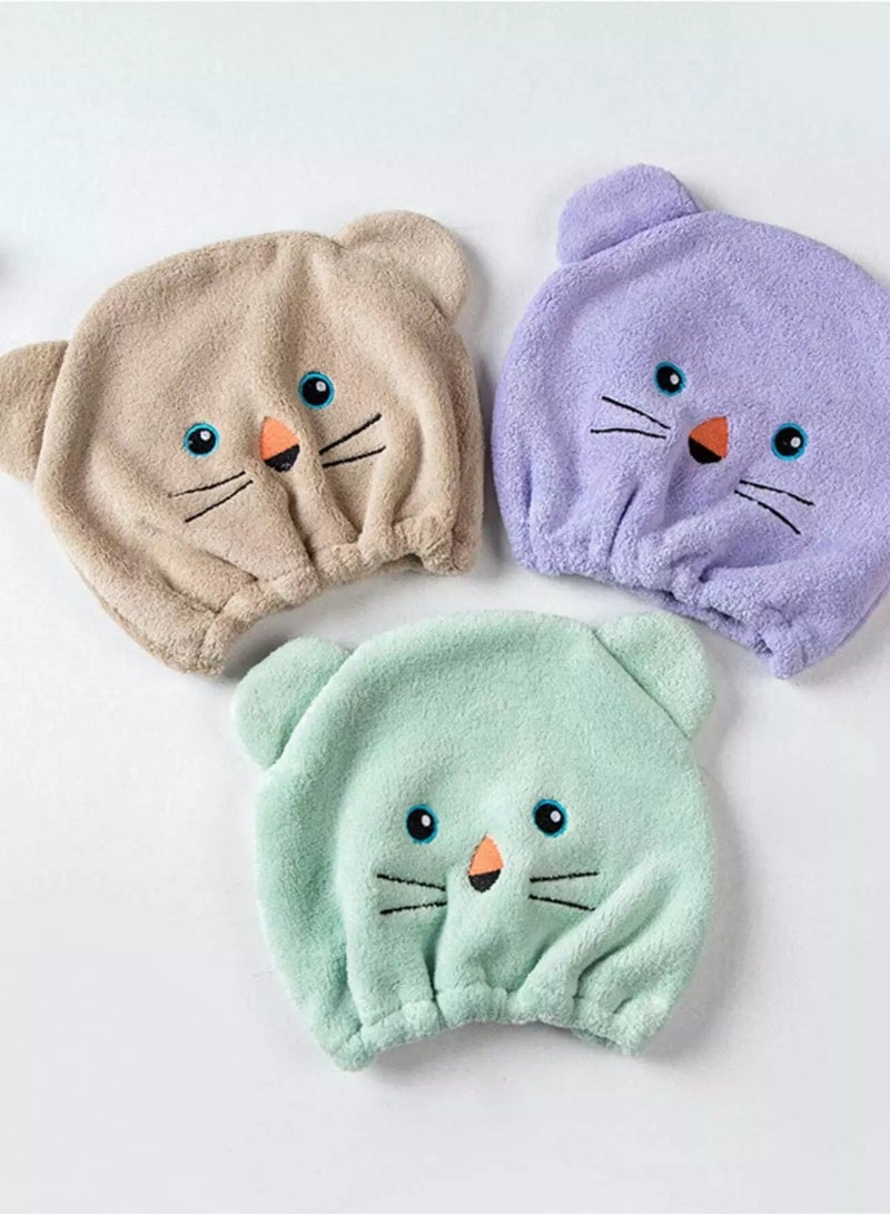 1pc Cartoon Bear Design Dry Hair Cap - Image 2
