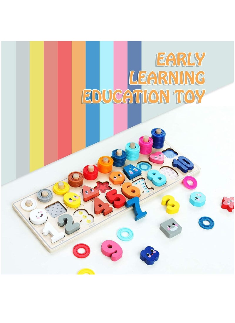 YelaJoy Wooden Number Puzzle Sorting, Wooden Montessori Toys for Toddlers, Preschool Educational Toys, Shape Sorter Counting Toys Stacker Stacking Game for Toddlers 1-3  - Image 3
