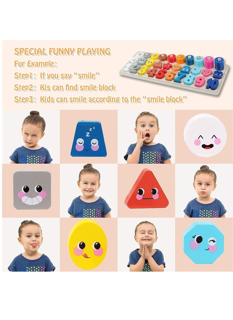 YelaJoy Wooden Number Puzzle Sorting, Wooden Montessori Toys for Toddlers, Preschool Educational Toys, Shape Sorter Counting Toys Stacker Stacking Game for Toddlers 1-3  - Image 5