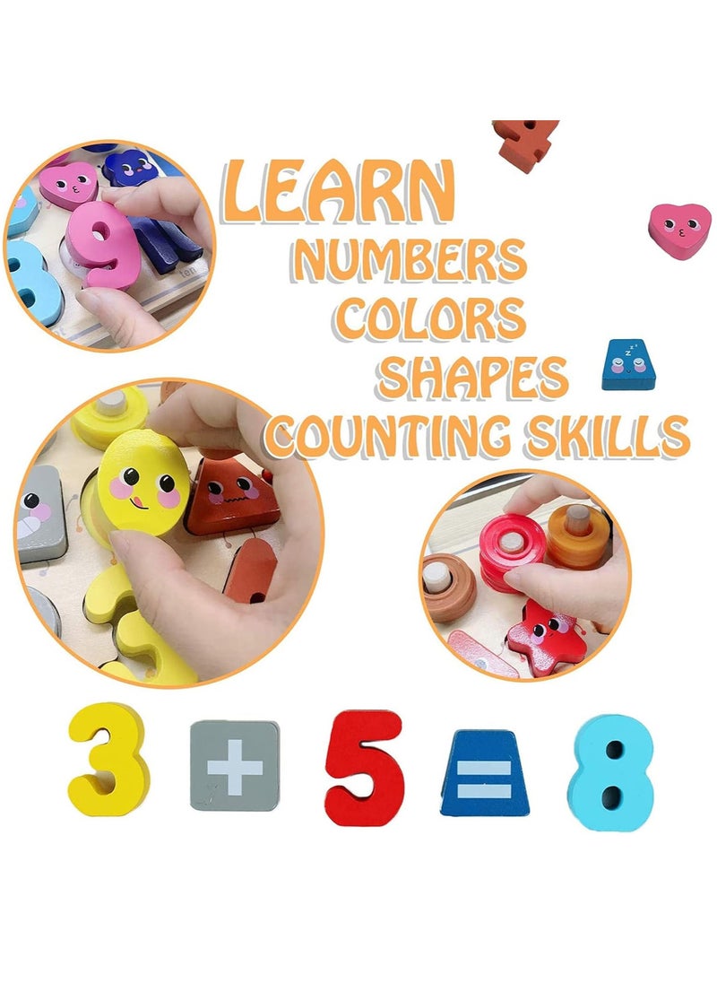 YelaJoy Wooden Number Puzzle Sorting, Wooden Montessori Toys for Toddlers, Preschool Educational Toys, Shape Sorter Counting Toys Stacker Stacking Game for Toddlers 1-3  - Image 2
