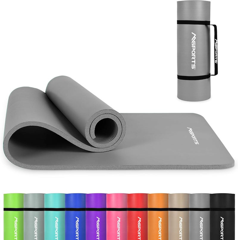 MSPORTS Yoga Mat Premium Non Slip Thick – Extra Comfortable Exercise Mat for Home Workouts, Pilates, Stretching & Gym – Cushioned NBR Foam, Gym Mat with Strap, for Women & Men - Image 1