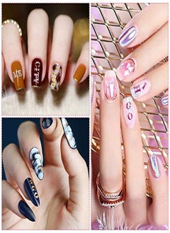 EBANKU 12 Sheets Letters Nail Stickers Alphabet Nail Stickers Holographic Small Tiny Letter Nail Stickers 3D Colors Laser Letter Selfadhesive Nail Decals For Nail Art Decor  - Image 5