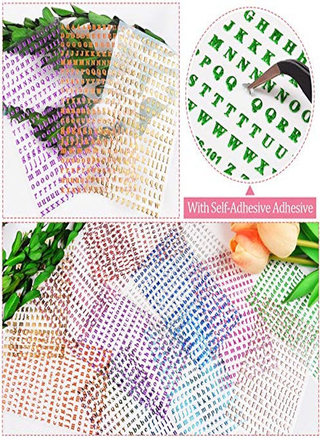 EBANKU 12 Sheets Letters Nail Stickers Alphabet Nail Stickers Holographic Small Tiny Letter Nail Stickers 3D Colors Laser Letter Selfadhesive Nail Decals For Nail Art Decor  - Image 4